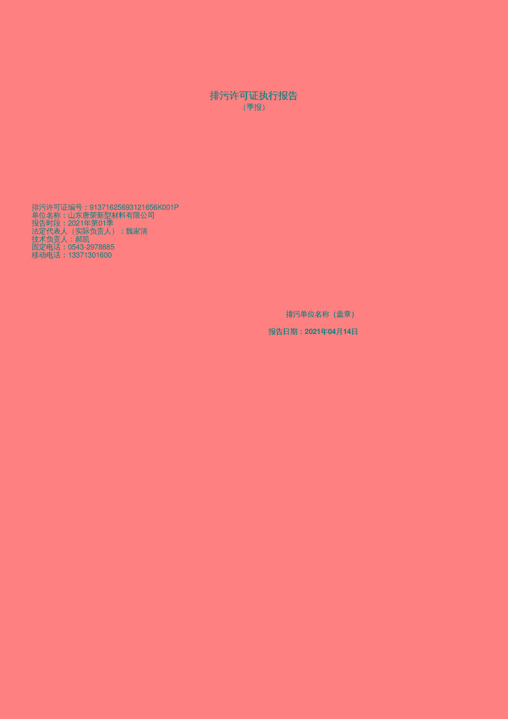 2021年唐榮第1季度執行報告